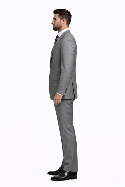 Mens 2 Button Peak Lapel Modern Plaid Suit in Grey - Image 8