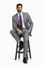 Mens 2 Button Peak Lapel Modern Plaid Suit in Grey