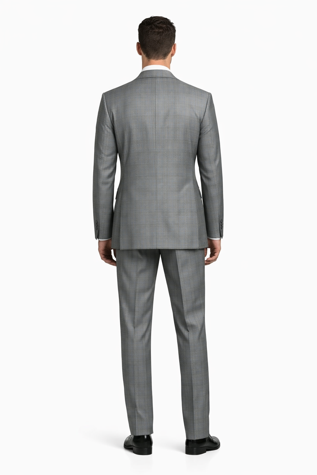 Mens 2 Button Peak Lapel Modern Plaid Suit in Grey - Image 2