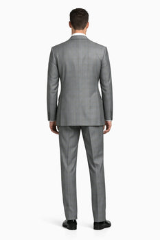 Mens 2 Button Peak Lapel Modern Plaid Suit in Grey - Image 2