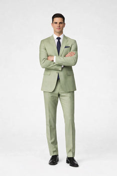 Men's 2 Button Sage Green Suit - Image 5
