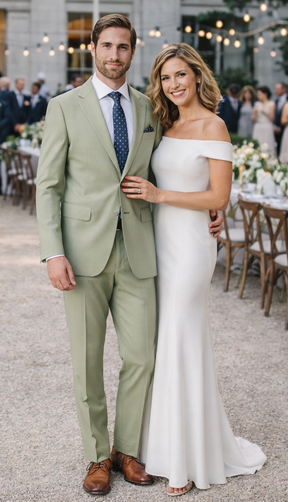Men's 2 Button Sage Green Suit - Image 8