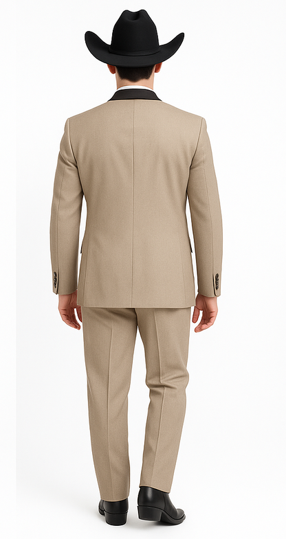 Men's 2 Button Sand  Two-Piece Classic Fit Side Vents Cheap Priced Business Suits Clearance Sale - Image 2
