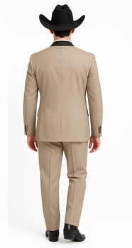 Men's 2 Button Sand  Two-Piece Classic Fit Side Vents Cheap Priced Business Suits Clearance Sale - Image 2