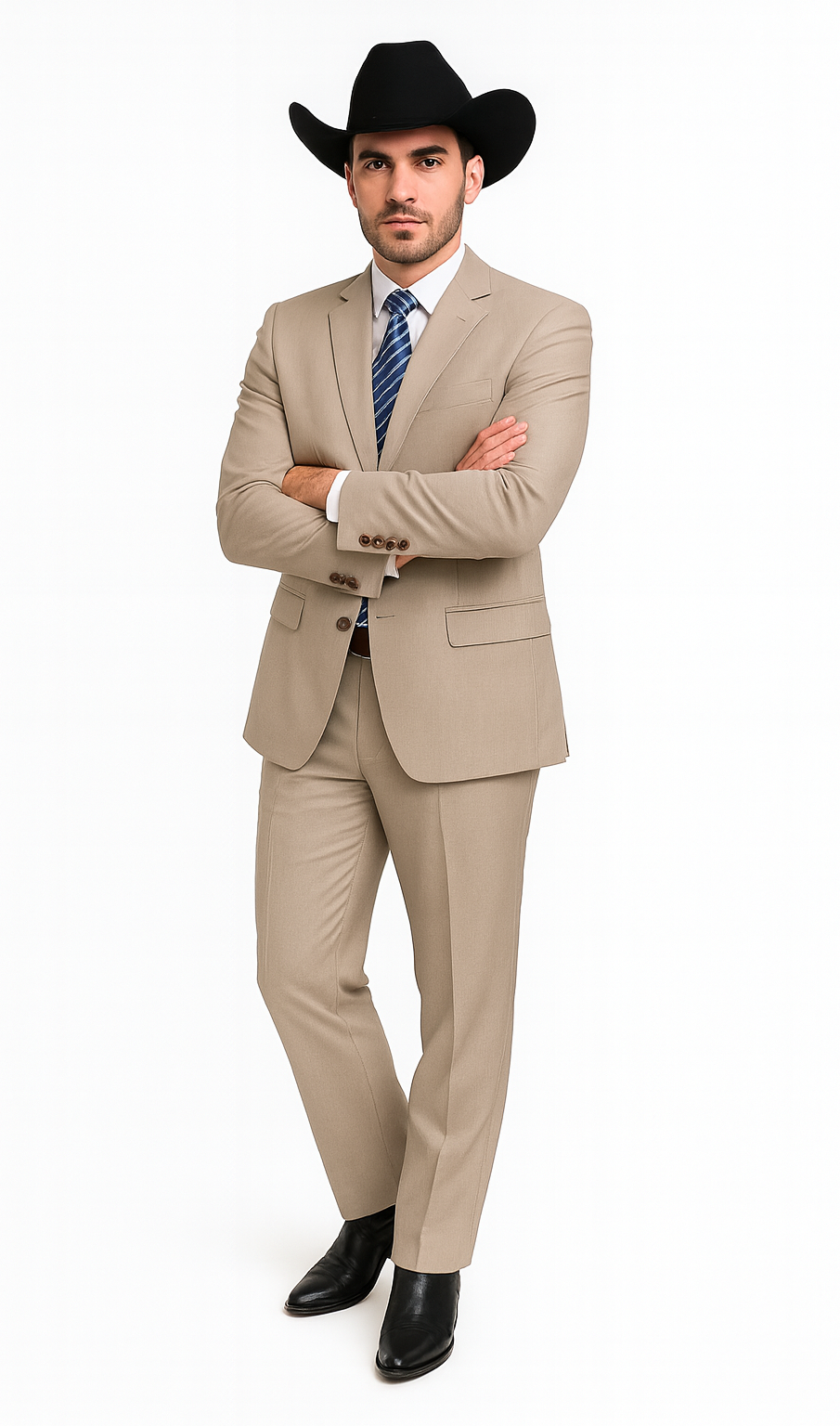 Men's 2 Button Sand  Two-Piece Classic Fit Side Vents Cheap Priced Business Suits Clearance Sale - Image 6