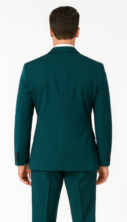 Men's 2 Button Super Slim Fit Teal Blue ~  Cheap Priced Business Suits Clearance Sale Jacket & pants - Image 2