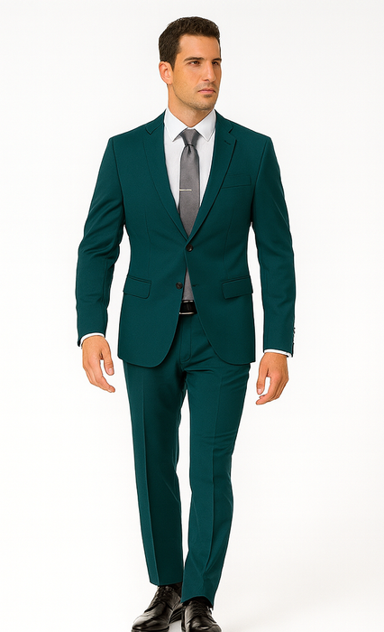 Men's 2 Button Super Slim Fit Teal Blue ~  Cheap Priced Business Suits Clearance Sale Jacket & pants