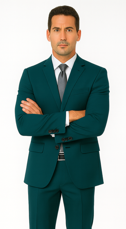 Men's 2 Button Super Slim Fit Teal Blue ~  Cheap Priced Business Suits Clearance Sale Jacket & pants - Image 5