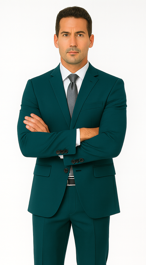 Men's 2 Button Super Slim Fit Teal Blue ~  Cheap Priced Business Suits Clearance Sale Jacket & pants - Image 5