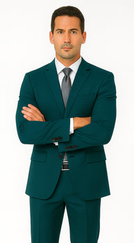 Men's 2 Button Super Slim Fit Teal Blue ~  Cheap Priced Business Suits Clearance Sale Jacket & pants - Image 5