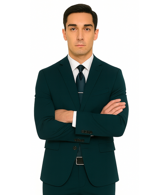 Men's 2 Button Super Slim Fit Teal Blue ~  Cheap Priced Business Suits Clearance Sale Jacket & pants