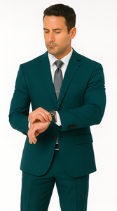 Men's 2 Button Super Slim Fit Teal Blue ~  Cheap Priced Business Suits Clearance Sale Jacket & pants