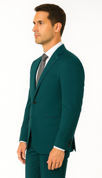 Men's 2 Button Super Slim Fit Teal Blue ~  Cheap Priced Business Suits Clearance Sale Jacket & pants