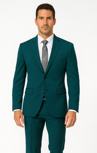 Men's 2 Button Super Slim Fit Teal Blue ~  Cheap Priced Business Suits Clearance Sale Jacket & pants