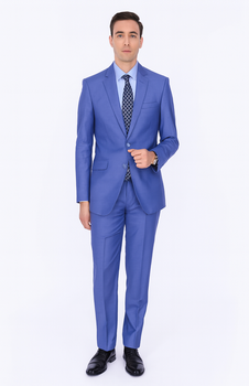 Men'S 2 Button Teal Blue Cobalt ~ Indigo ~ Bright Blue Cobalt Steel Darker Than Royal Color Dress Suits For Men