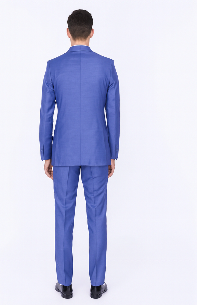 Men'S 2 Button Teal Blue Cobalt ~ Indigo ~ Bright Blue Cobalt Steel Darker Than Royal Color Dress Suits For Men - Image 2
