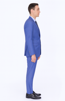 Men'S 2 Button Teal Blue Cobalt ~ Indigo ~ Bright Blue Cobalt Steel Darker Than Royal Color Dress Suits For Men - Image 5