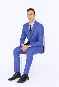 Men'S 2 Button Teal Blue Cobalt ~ Indigo ~ Bright Blue Cobalt Steel Darker Than Royal Color Dress Suits For Men - Image 3