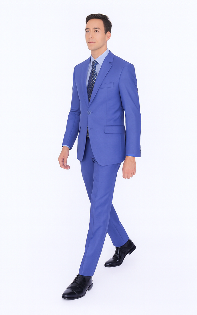 Men'S 2 Button Teal Blue Cobalt ~ Indigo ~ Bright Blue Cobalt Steel Darker Than Royal Color Dress Suits For Men - Image 4