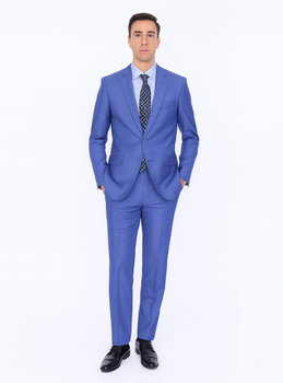 Men'S 2 Button Teal Blue Cobalt ~ Indigo ~ Bright Blue Cobalt Steel Darker Than Royal Color Dress Suits For Men - Image 7