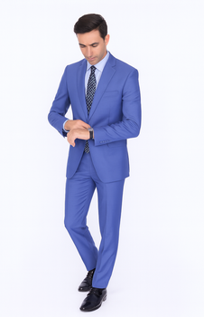 Men'S 2 Button Teal Blue Cobalt ~ Indigo ~ Bright Blue Cobalt Steel Darker Than Royal Color Dress Suits For Men - Image 8