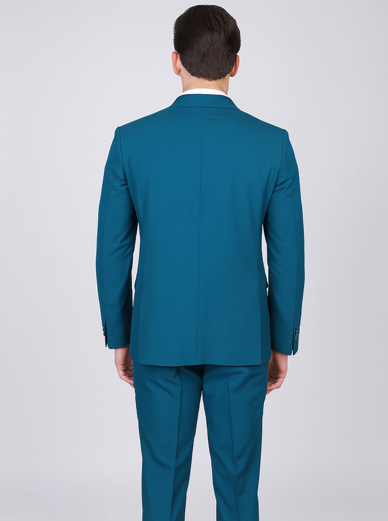 Men's 2 Button Teal Blue  Color Summer Suit - Image 2