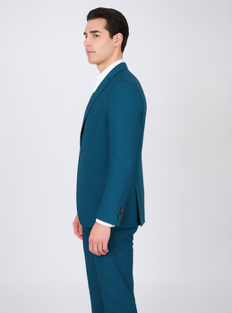 Men's 2 Button Teal Blue  Color Summer Suit - Image 3