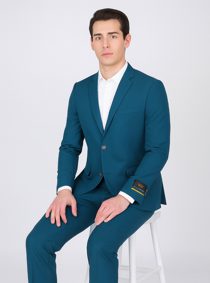 Men's 2 Button Teal Blue  Color Summer Suit - Image 7