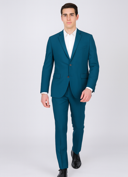 Men's 2 Button Teal Blue  Color Summer Suit - Image 4