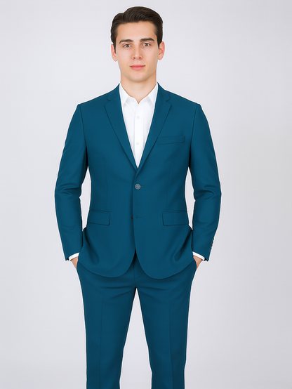 Men's 2 Button Teal Blue  Color Summer Suit - Image 6