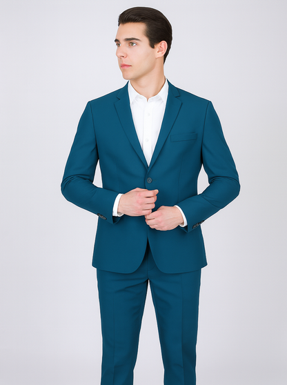 Men's 2 Button Teal Blue  Color Summer Suit - Image 8