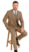 Mens 2 Button Vested Peak Lapel Plaid Suit in Tan