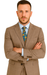 Mens 2 Button Vested Peak Lapel Plaid Suit in Tan