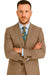 Mens 2 Button Vested Peak Lapel Plaid Suit in Tan