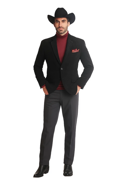 Men's 2 Buttons Classic Corduroy Cheap Priced Unique Dress Blazer Jackets For Men Sale Black