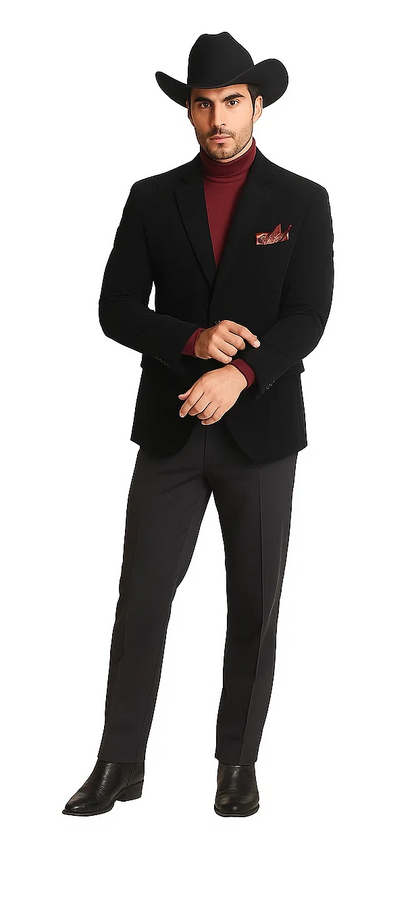 Men's 2 Buttons Classic Corduroy Cheap Priced Unique Dress Blazer Jackets For Men Sale Black - Image 8