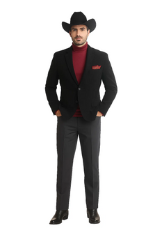 Men's 2 Buttons Classic Corduroy Cheap Priced Unique Dress Blazer Jackets For Men Sale Black - Image 9