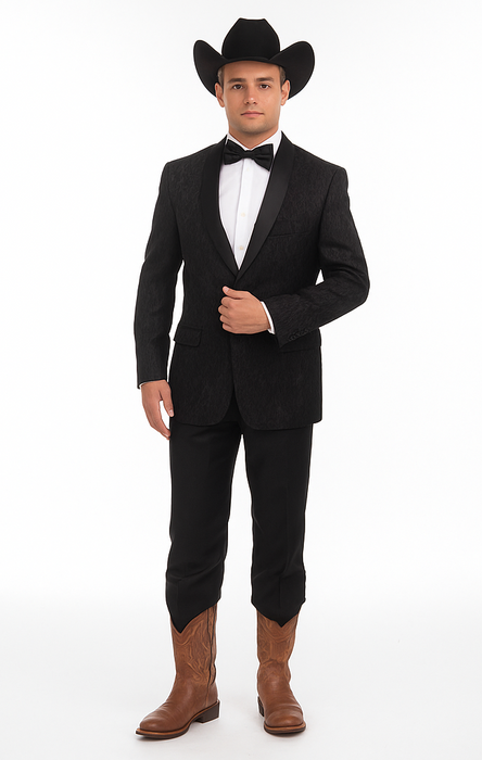 Men's 2 Buttons Floral Black Satin Shawl Lapel Slim Fit Cheap Priced Blazer Jacket For Mens Sportcoat