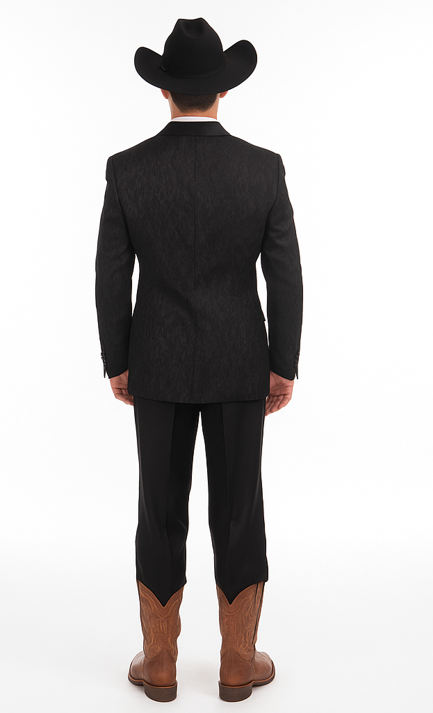 Men's 2 Buttons Floral Black Satin Shawl Lapel Slim Fit Cheap Priced Blazer Jacket For Mens Sportcoat - Image 2
