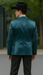 Men's 2 Buttons Slim Fit Teal Sharkskin Blazer Sport coat