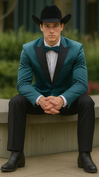 Men's 2 Buttons Slim Fit Teal Sharkskin Blazer Sport coat