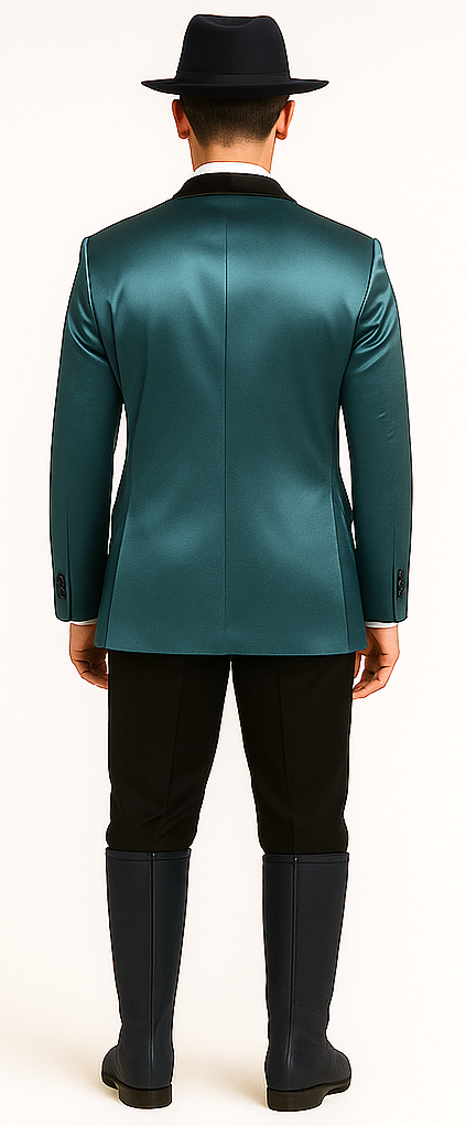 Men's 2 Buttons Slim Fit Teal Sharkskin Blazer Sport coat - Image 2