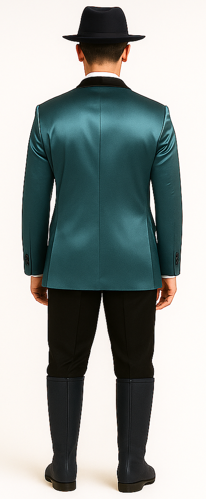 Men's 2 Buttons Slim Fit Teal Sharkskin Blazer Sport coat - Image 2
