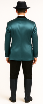 Men's 2 Buttons Slim Fit Teal Sharkskin Blazer Sport coat - Image 2