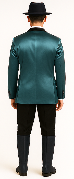 Men's 2 Buttons Slim Fit Teal Sharkskin Blazer Sport coat