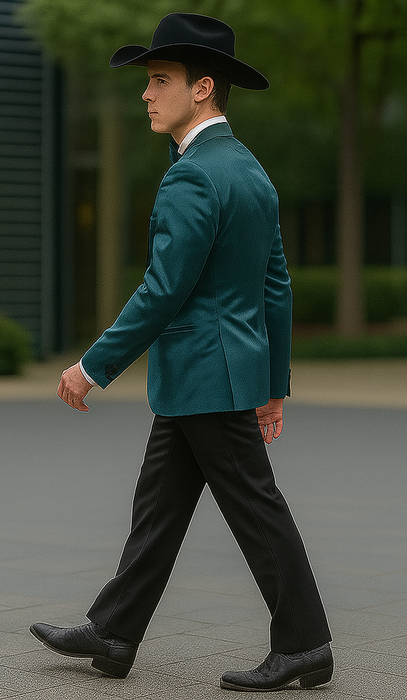 Men's 2 Buttons Slim Fit Teal Sharkskin Blazer Sport coat