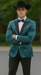 Men's 2 Buttons Slim Fit Teal Sharkskin Blazer Sport coat