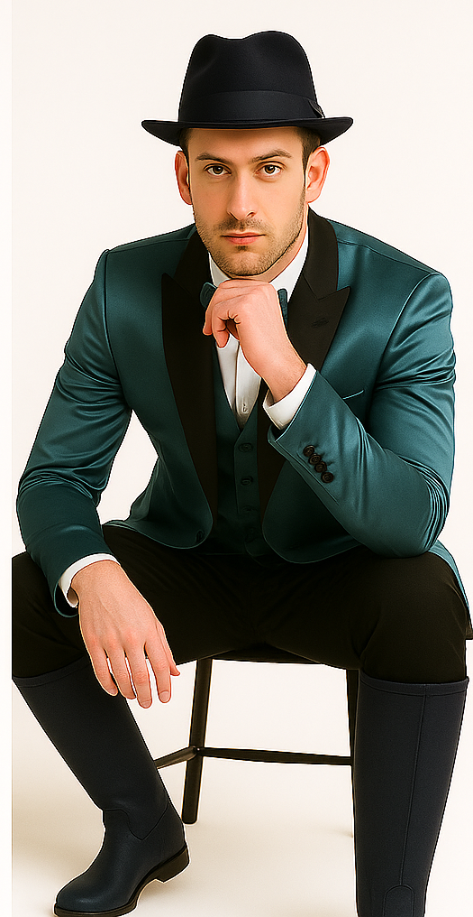 Men's 2 Buttons Slim Fit Teal Sharkskin Blazer Sport coat - Image 4