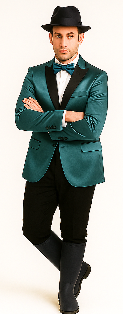 Men's 2 Buttons Slim Fit Teal Sharkskin Blazer Sport coat - Image 6