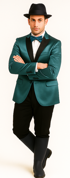 Men's 2 Buttons Slim Fit Teal Sharkskin Blazer Sport coat